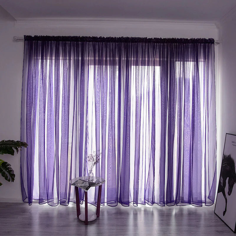 Simple And Modern Balcony Solid Color Gauze Curtain Rieworkes