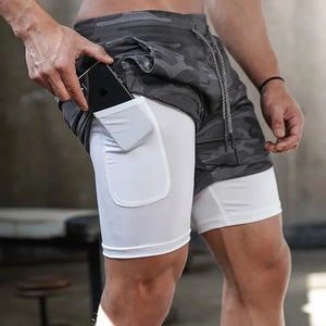 Camo Running Shorts Men Gym Sports Rieworkes