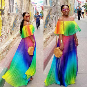 Gradient Pleated Sexy Dress Mimarta