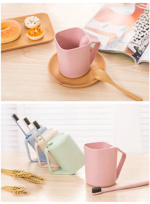 Wheat Square Mouth Oblique Toothbrush Cup Rieworkes