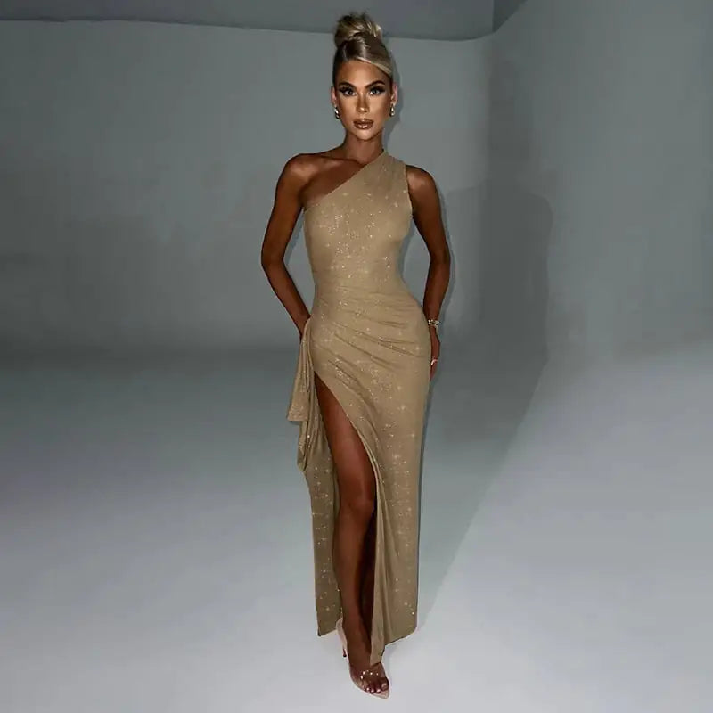 Elegant Shiny Backless Dress for Women Mimarta