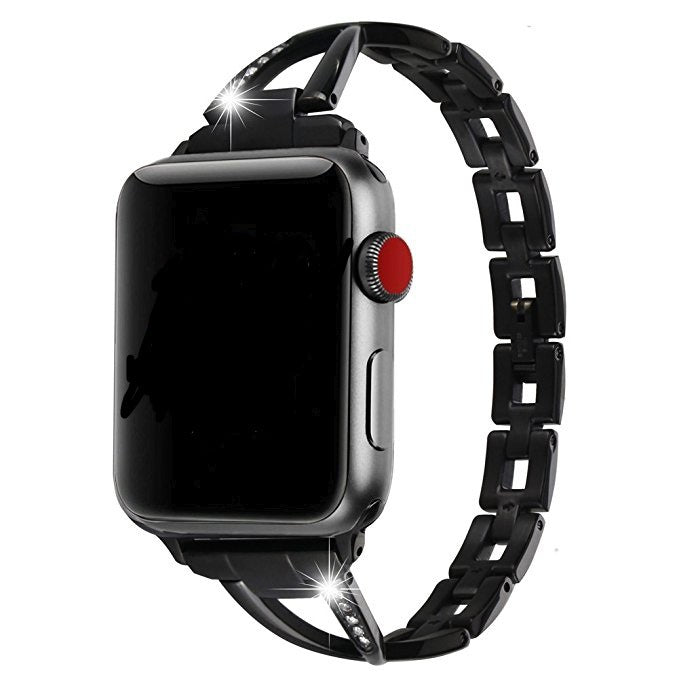 Apple Watch Band X-Type Stainless Steel with Diamonds Mimarta