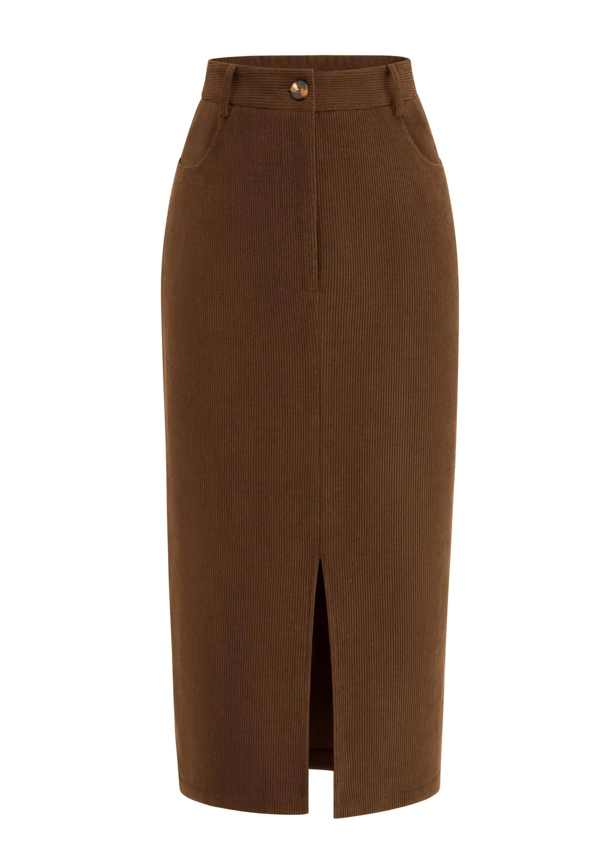 PRETTYGARDEN Womens Fall Midi Pencil Skirts Dressy Casual Work Office High Waisted Trendy Winter Corduroy Skirt with Slit (Brown12) Mimarta
