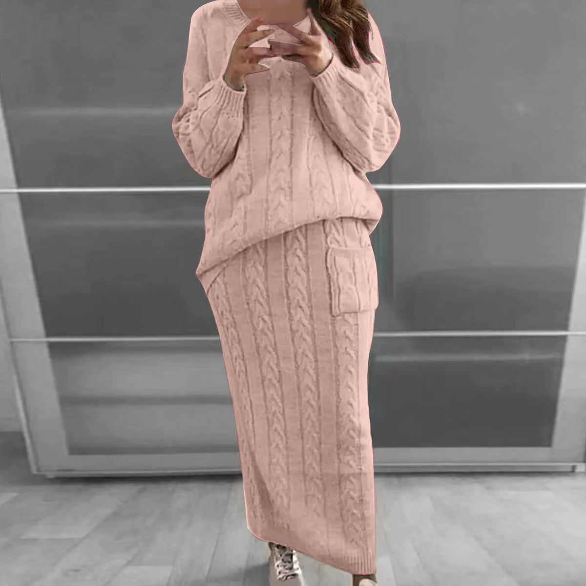 Autumn Winter Women's Fashion Sweater Dress Set Mimarta