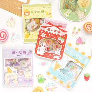 Cute Cartoon Animal & Fruit PVC Sticker Pack (45 pcs) Mimarta
