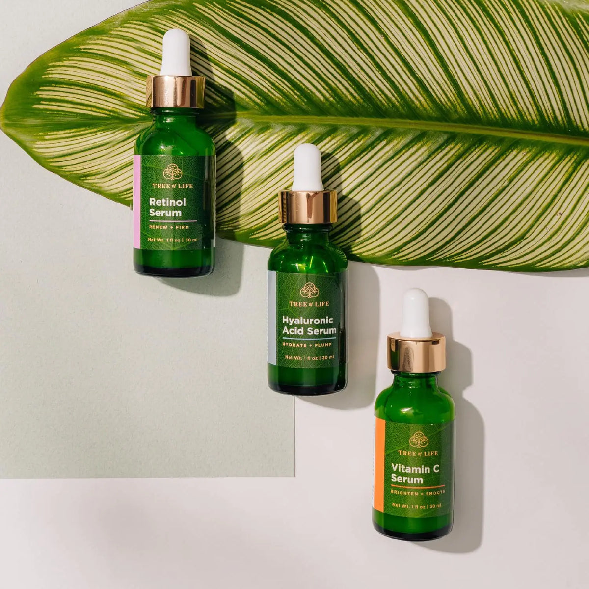 Tree of Life Facial Skin Care Set, Brightening, Firming, Hydrating, Dry Face, Dermatologist Tested - Trio Power Kit, Vitamin C, Retinol and Hyaluronic Acid, 3 count of 1 Fl Oz Power Trio Rieworkes