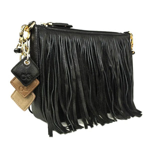 Willow Fringe Leather Handbag -Midnight Black Rieworkes