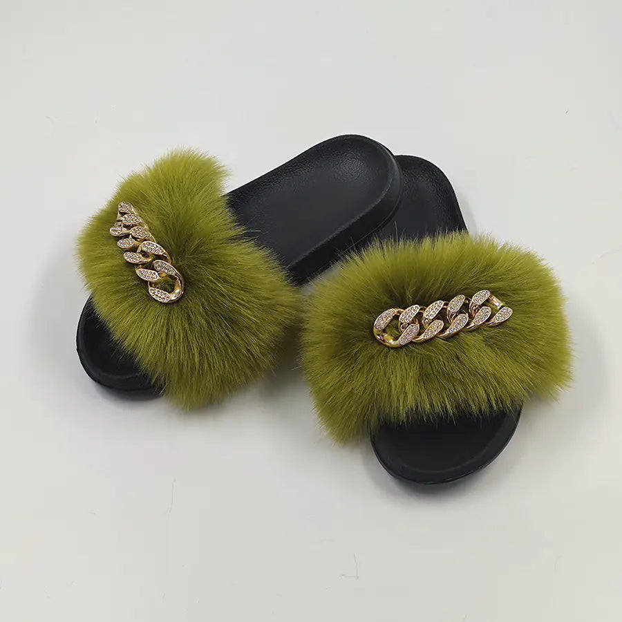 Plush Imitation Fox Fur Flip Flops Fashion Slippers Rieworkes