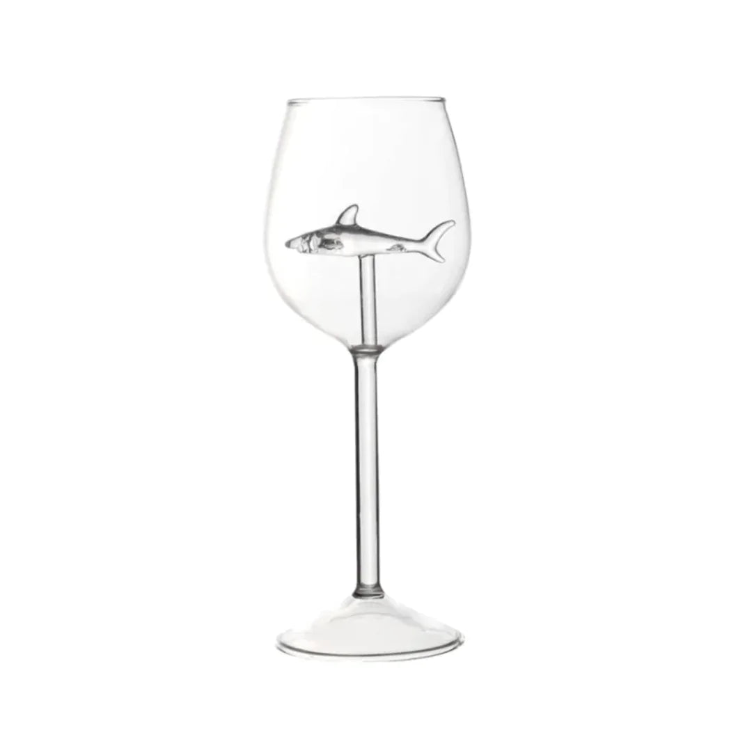 Shark Inside Red Wine Glass Rieworkes