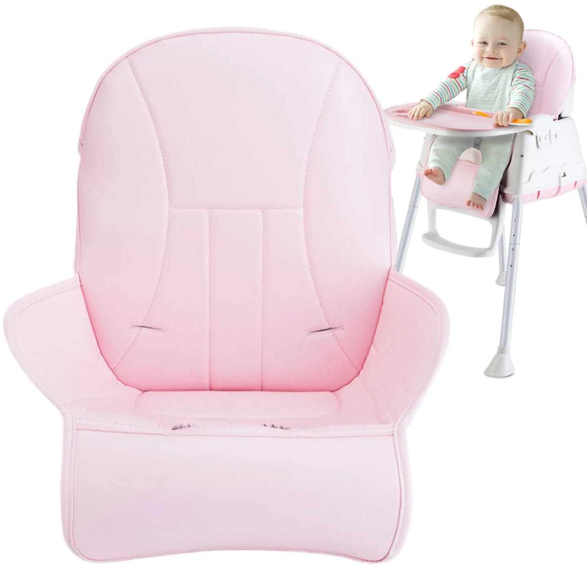 High Chair Cushion Soft PU Leather High Chair Cover Replacement Baby High Chair Cover Thick Pad for High Chair Non Slip Stroller Cushion for Toddler Baby Little Boys Girls 3 Rieworkes
