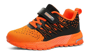 KUBUA Kids Sneakers for Boys Girls Running Tennis Shoes Lightweight Breathable Sport Athletic 4 Big Kid Black Orange Rieworkes