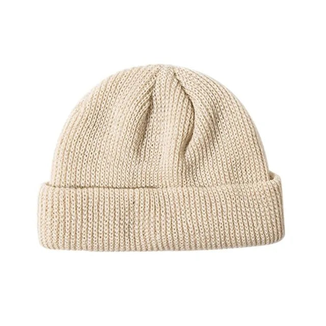 Unisex Winter Ribbed Knitted Cuffed Short Melon Cap Rieworkes