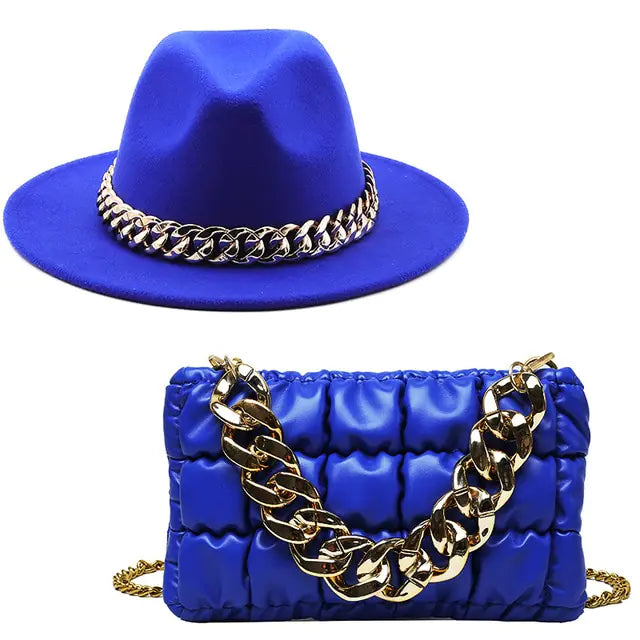 Fedora Hats Women Luxury Accessories Gold Chain Rieworkes