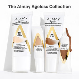 Almay Anti-Aging Foundation, Smart Shade Face Makeup with Hyaluronic Acid, Niacinamide, Vitamin C & E, Hypoallergenic-Fragrance Free, 100 Light, 1 Fl Oz (Pack of 1) 1 Fl Oz (Pack of 1) Rieworkes