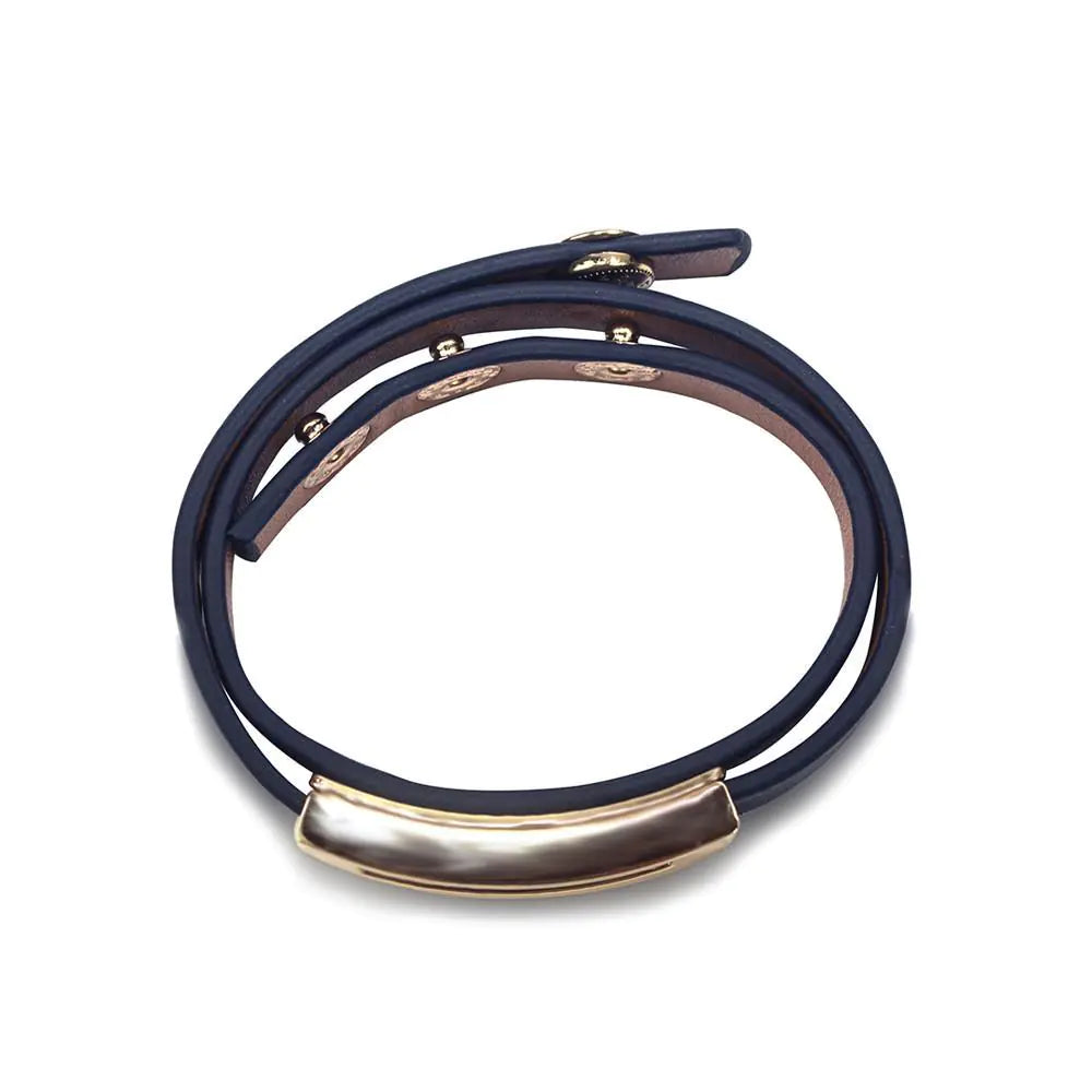 Buckled Leather Bracelet - Navy Blue Rieworkes
