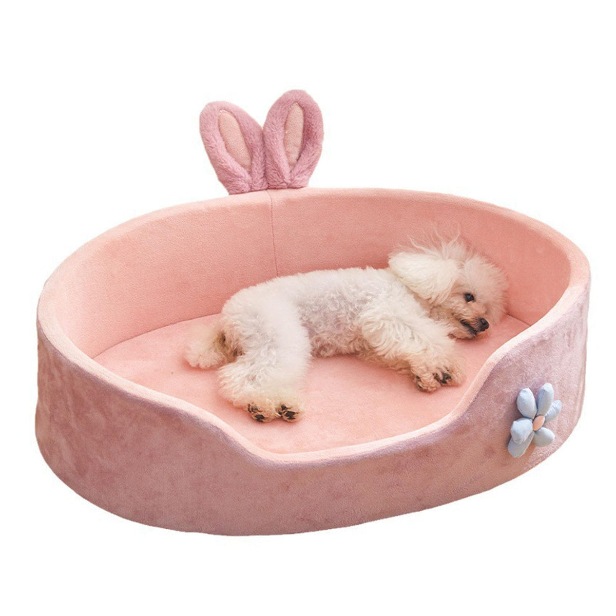 Cute Princess Dog Bed Pink Pet Bed Detachable Machine Washable Dog Sleeping Bed Rabbit Ear Round Pet Bed Soft Comfortable Warm Cat Bed for Small Medium Sized Breed(M Suitable for 44.1‑110.2 Lb) Mimarta