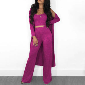Fashionable Autumn Winter Striped Long Sleeve Set Mimarta