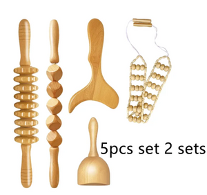 Wooden Anti-Cellulite Hand Massage Roller Set (Multiple Options) Mimarta