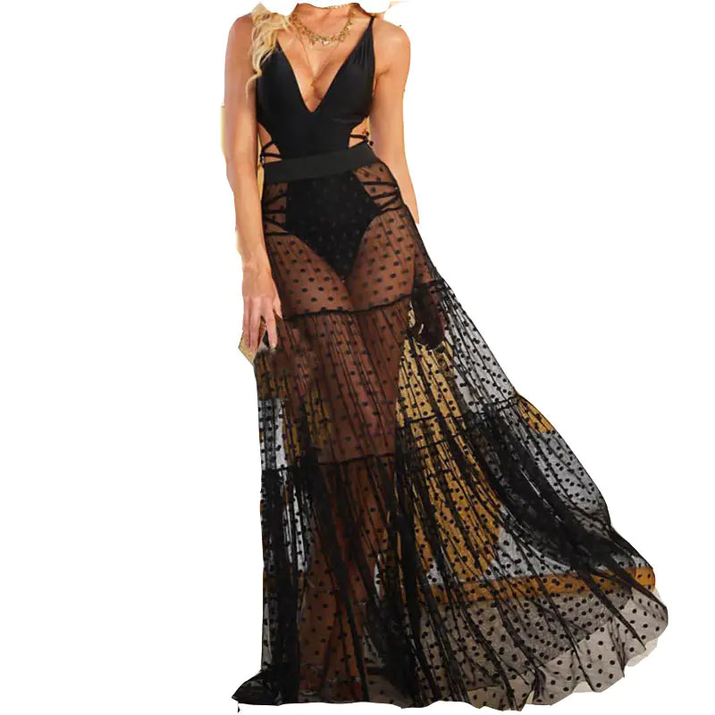 Large Swing Skirt with Perspective Polka Dot Pleats Mimarta