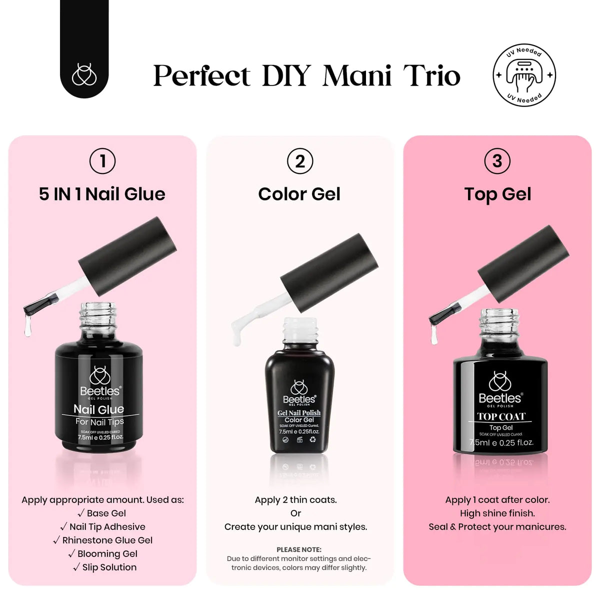 Beetles Gel Nail Kit 600Pcs Medium Almond Nail Tips with Milky White Gel Polish Top Coat, 15 Sizes Soft Clear Gel Nail Tips 5 In 1 Nail Glue Uv Nail Lamp for Nail Extension DIY Nail Salon Gift for Her B-Medium Almond 600pcs(Gel Polish & Top Coat） Rieworkes