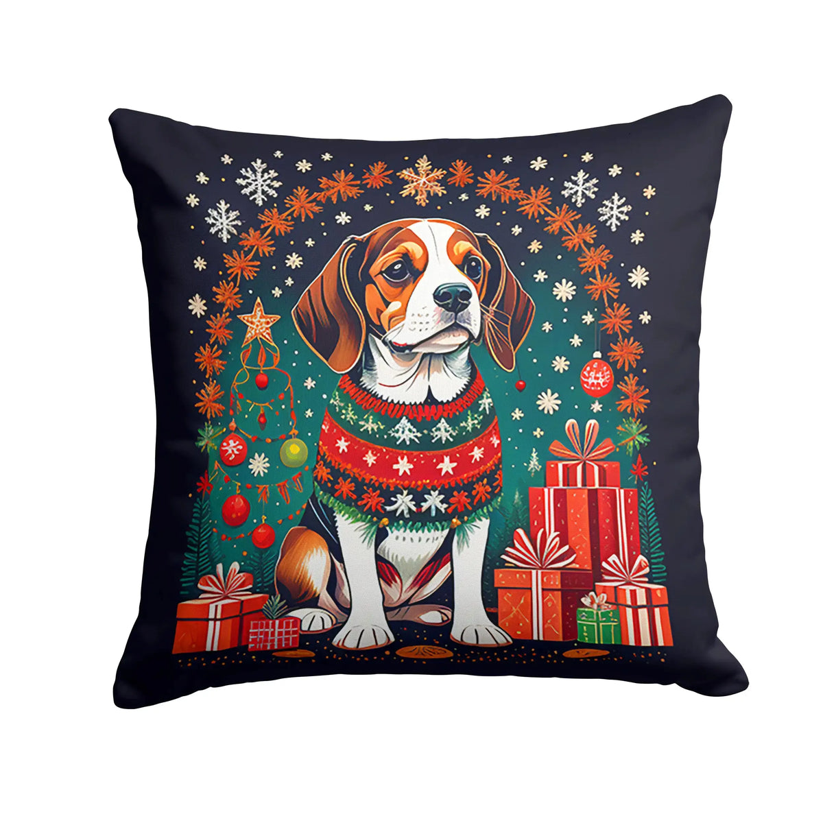 Beagle Christmas Throw Pillow Rieworkes