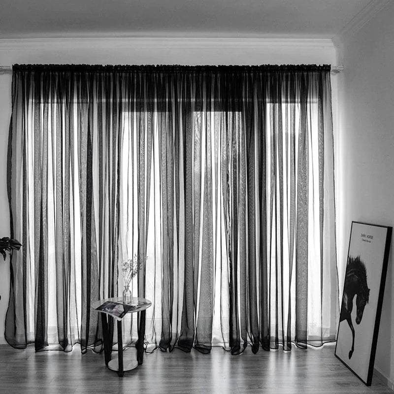 Simple And Modern Balcony Solid Color Gauze Curtain Rieworkes