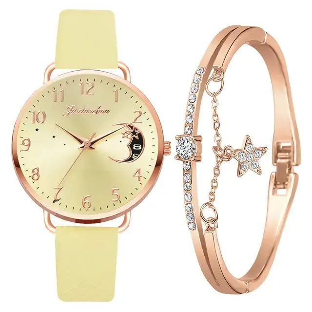 Moon Numbers Bracelet Watches Set Rieworkes