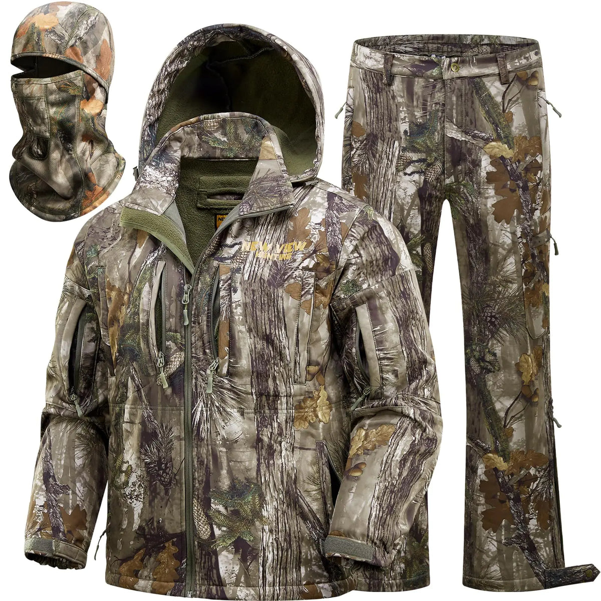 NEW VIEW Camo Hunting Clothes for Men Winter Warm Hunting Jacket and PantsFleece Lined Hunting Suit for Deer Duck Bow Hunts Mimarta