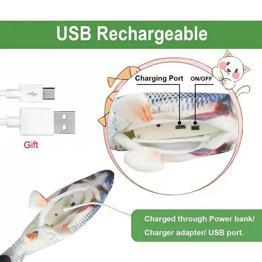 Cats USB Charger Interactive Toy Fish Rieworkes