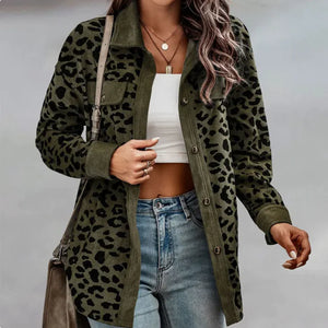 Chic Leopard Print Long Sleeve Jacket for Women Rieworkes