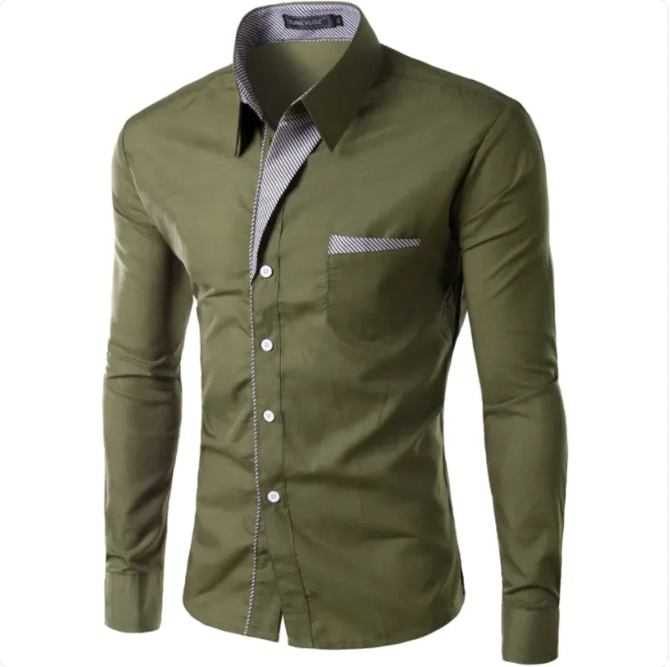 European And American Simple Men's Long Sleeve Shirt Rieworkes