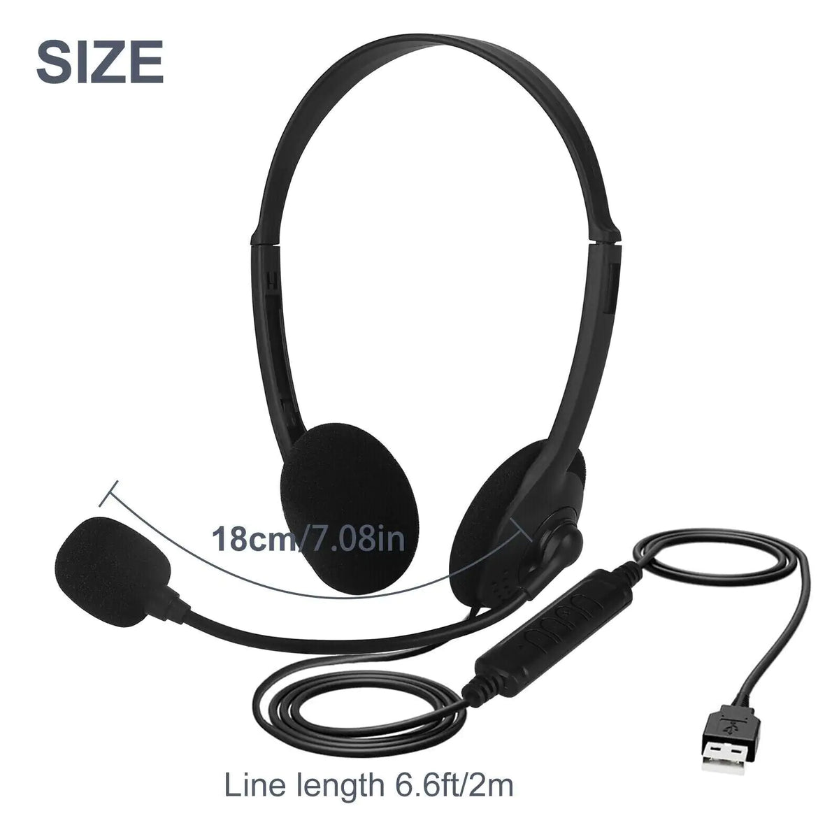 USB Headset Headphone With Microphone Noise Cancelling For PC Computer Call Chat Rieworkes