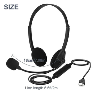 USB Headset Headphone With Microphone Noise Cancelling For PC Computer Call Chat Rieworkes