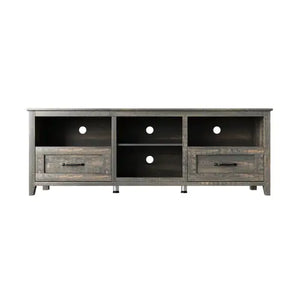 70 Inch Length TV Stand For Living Room And Bedroom, With 2 Drawers And 4 High-Capacity Storage Compartment, Black Pine Rieworkes