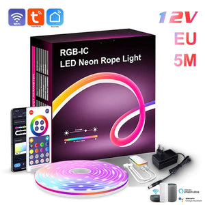 RGB LED Neon Light Bar with WiFi, App and Voice Control, Music Sync – Ideal for TV Backlighting and Room Decoration Rieworkes