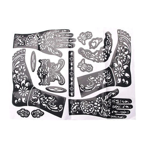 Henna Tattoo Kit StencilsTemporary Reusable Unisex Tattoo Sets Self-Adhesive Indian Arabian Temporary Tattoo Templates Kit for Body Paint Mimarta