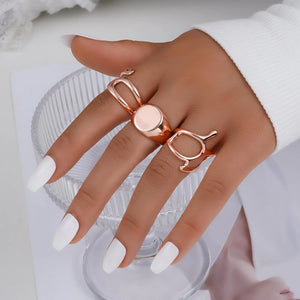 FAXHION 12PCS Gold Stackable Rings Set for Women, 18K Gold Plated Open Stacking Knuckle Ring, Adjustable Chunky Signet Rings for Gift 1-Rose-12pcs Rieworkes