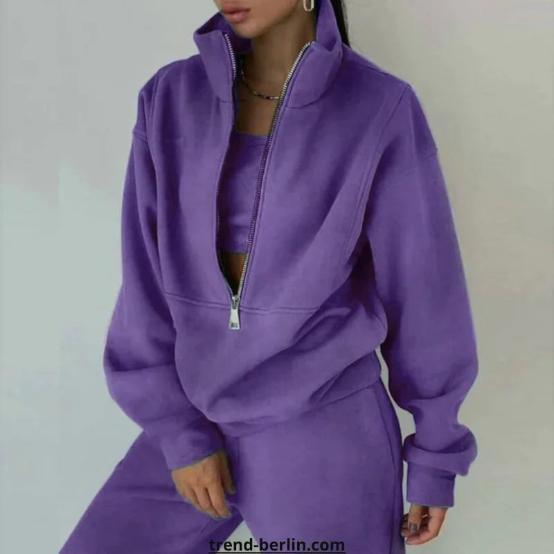 Women's Tracksuit Solid Hooded Sport Suit Rieworkes