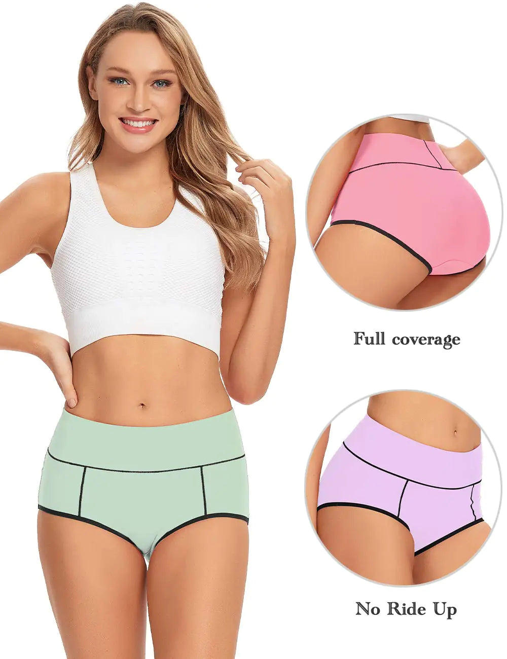 POKARLA Womens Cotton Underwear High Waist Full Coverage Briefs Soft Breathable Postpartum Panties Stretch Underpants X-Large Multicolored-03-5pack Rieworkes