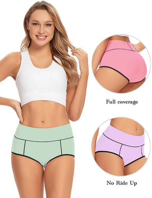POKARLA Womens Cotton Underwear High Waist Full Coverage Briefs Soft Breathable Postpartum Panties Stretch Underpants X-Large Multicolored-03-5pack Rieworkes
