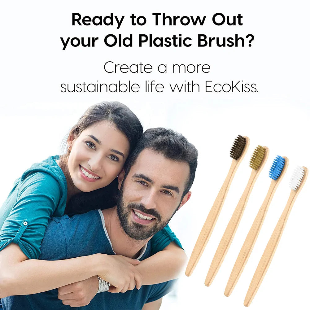 Natural Bamboo Toothbrush Flat Bamboo Handle Soft Bristle Toothbrush Rieworkes