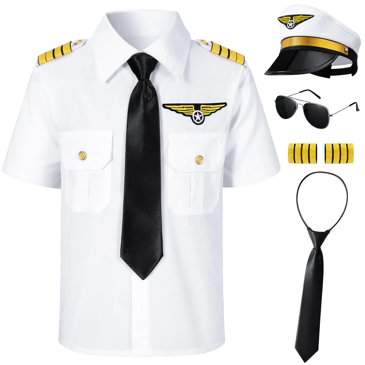 Yoroka Kids Pilot Costume Airline Captain Pilot Uniform with Accessories-110 White Mimarta