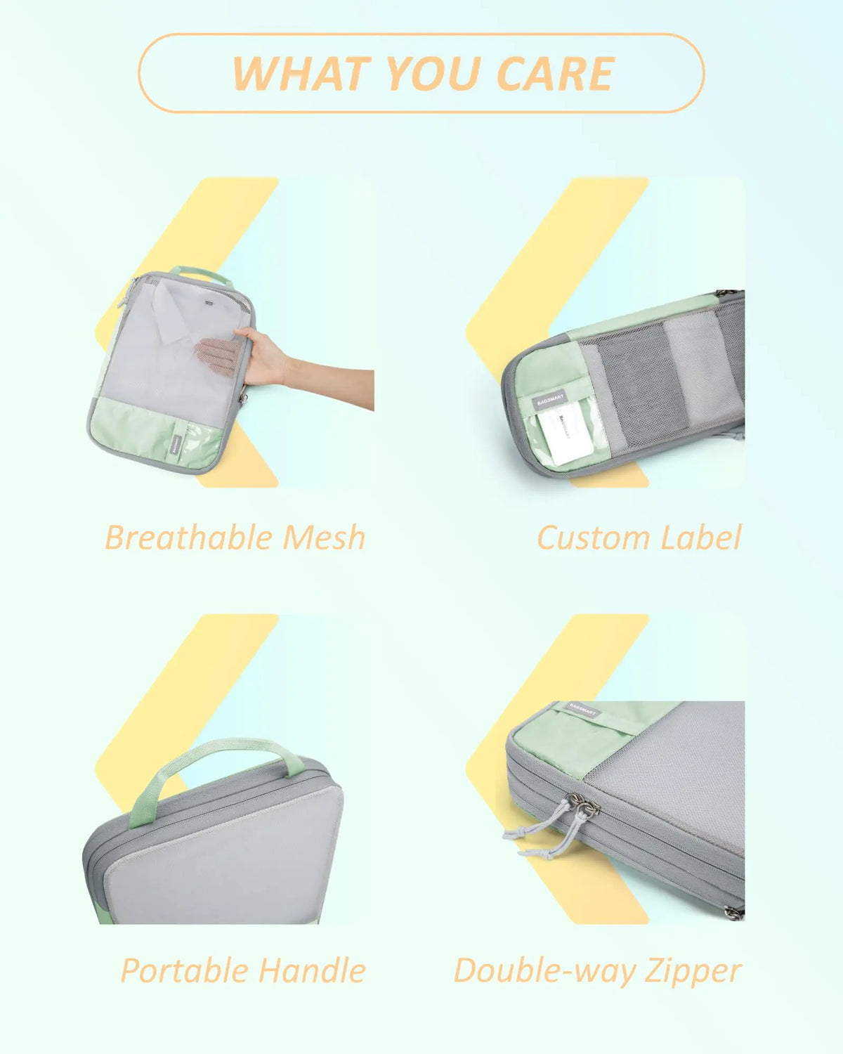 BAGSMART 6 Set/4 Set/2 Set Compression Packing Cubes for Travel, Lightweight Vacation Travel Essentials, Travel Accessories for Suitcase Organizer Bags Set, Durable Luggage Organizer Travel Bags Set of 6 Kohlrabi Green Rieworkes