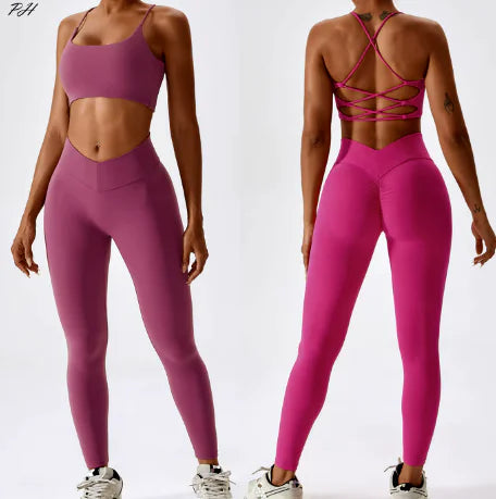 Back Striped Design Sports Yoga Suit Rieworkes
