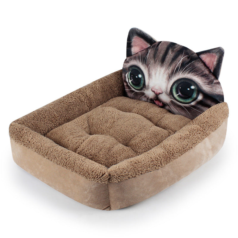 3D Cartoon Cube Dog Bed - Warm Pet House for Winter Mimarta