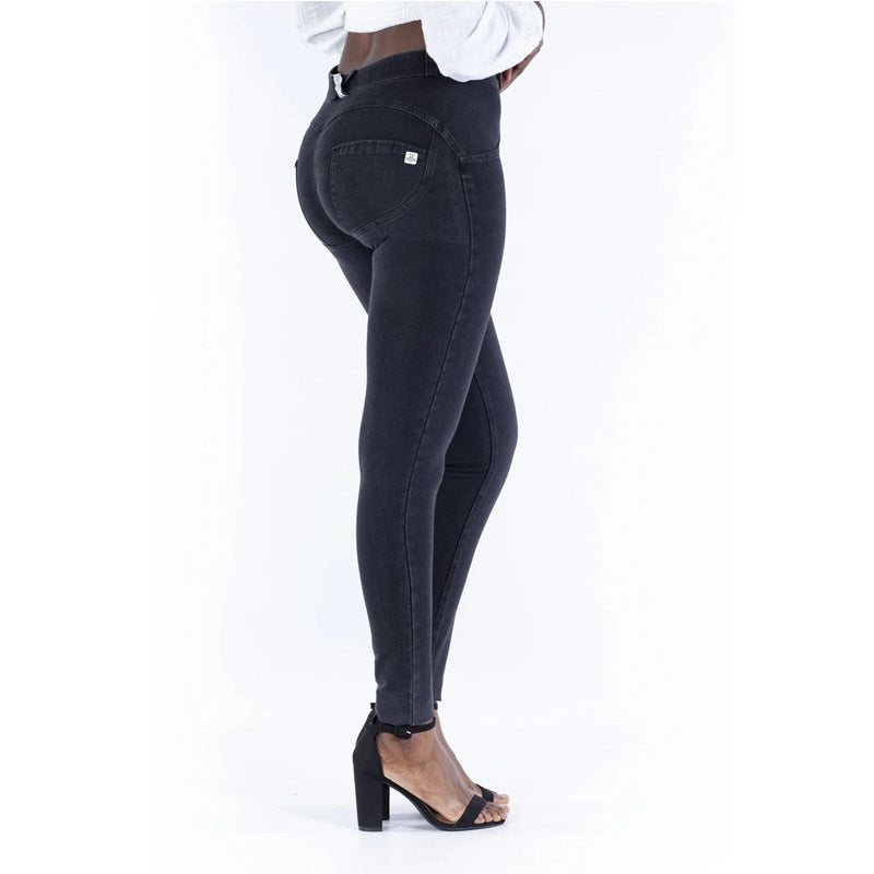 Love Hip Shaping Mid-Waist Yoga Denim Pants Mimarta