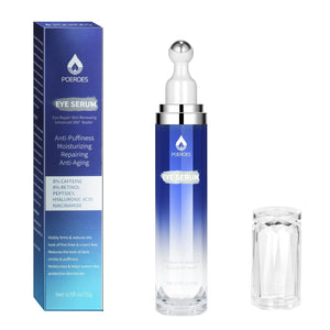 Eye Serum with 8% Caffeine 8% Retinol Hyaluronic Acid Niacinamide peptides for Puffy Eye Bags Fine Lines Dark Circles Wrinkles, Under Eye Cream with 360° Eye Roller Massage Ball, 0.5 fl. oz blue Rieworkes