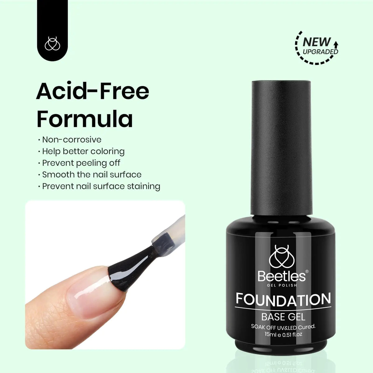 Beetles Gel Base and Top Coat,2 Pcs 15ml Upgrade Super Shiny Gel Top Coat and Base Coat Set,Glossy and Long-Lasting Gel Polish,Soak Off Nail Lamp Foundation Combination Gel Polish Base and Top Coat Rieworkes