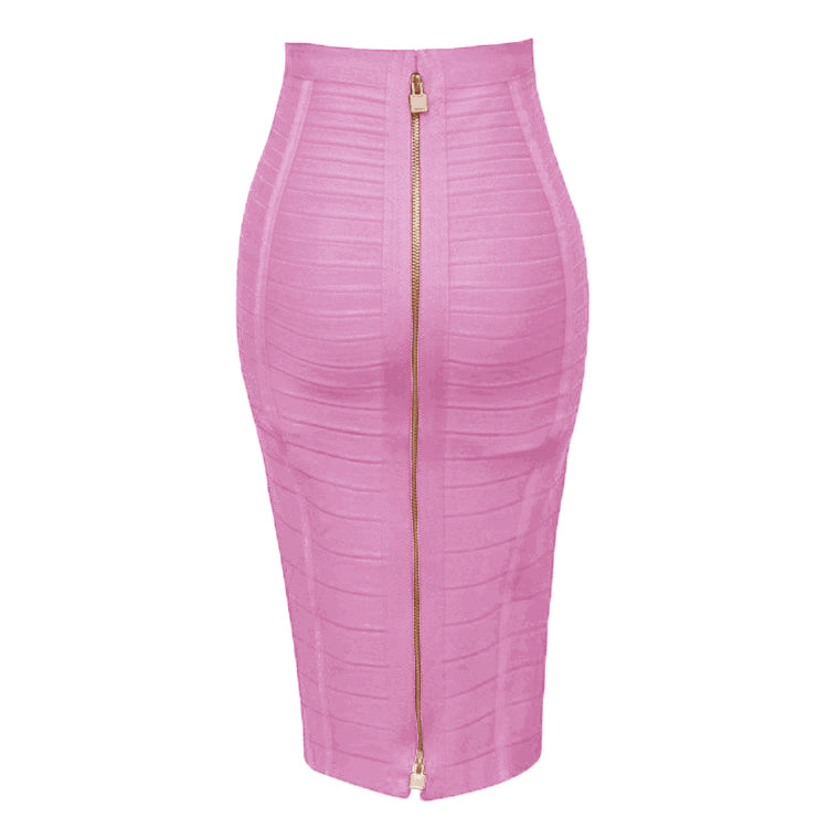 Sexy Solid Color Zipper Bodycon Dress Mimarta