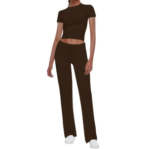 Solid Color T-shirt Casual Pants Suit Rieworkes